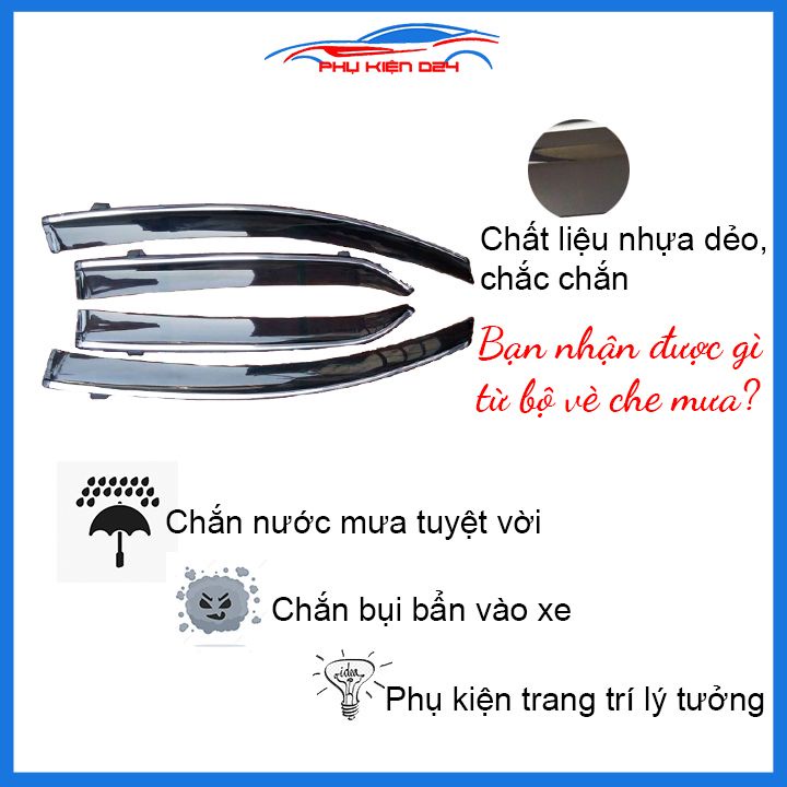 Vè mưa Vios 2008-2009-2010-2011-2012-2013 vè chỉ mạ che mưa bảo vệ xe