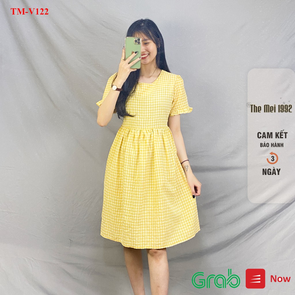 Váy bầu bigsize nữ PHƯƠNG THÚY VNXK - Đầm suông kẻ caro dáng đuôi cá siêu xinh