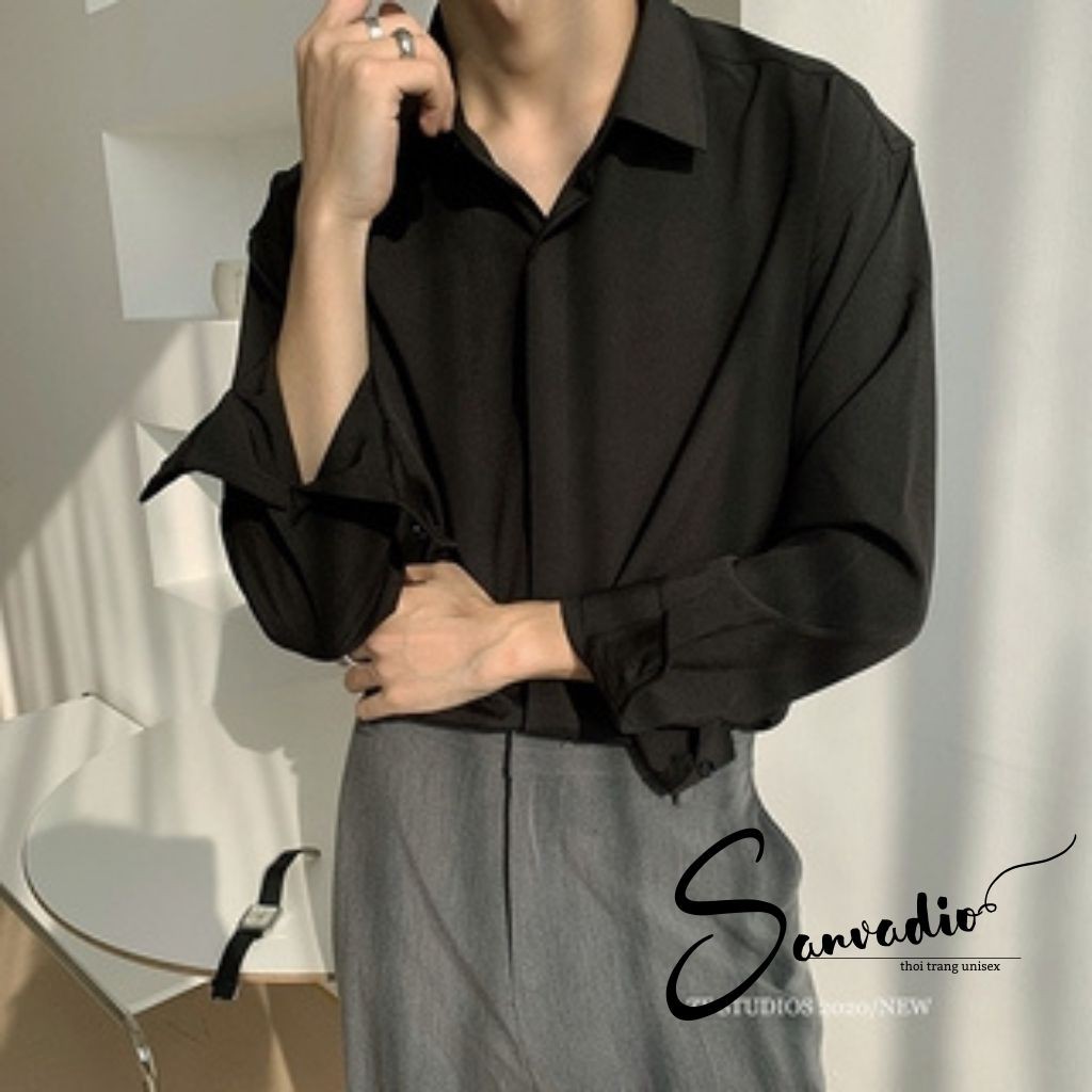 Áo sơ mi nam hàn quốc SANVADIO basic nam nữ dài tay ASM41 | BigBuy360 - bigbuy360.vn