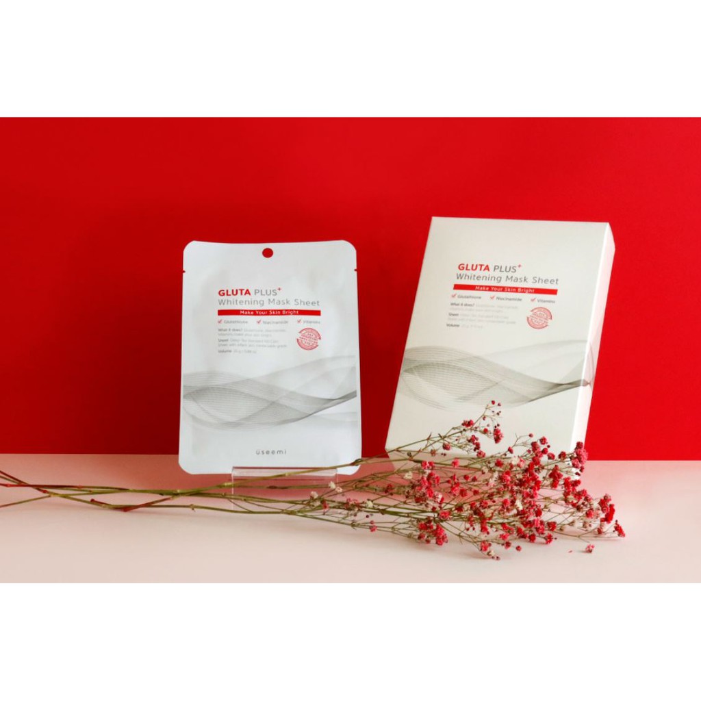 Mặt nạ giấy ủ trắng Hàn Quốc chứa 3 thành phần dưỡng trắng cao cấp Useemi Gluta Plus Whitening Mask 25g | BigBuy360 - bigbuy360.vn