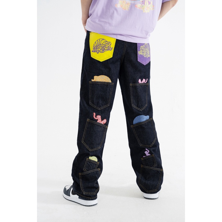 Quần Jean BOO BOO Nam Dáng Wide Leg Mid Rise Phối Túi Phong Cách Đường Phố Dần Dần 22