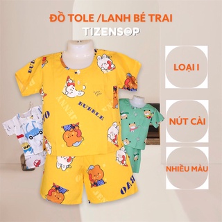 Bộ tole lanh bé trai cộc tay quần đùi mặc mát