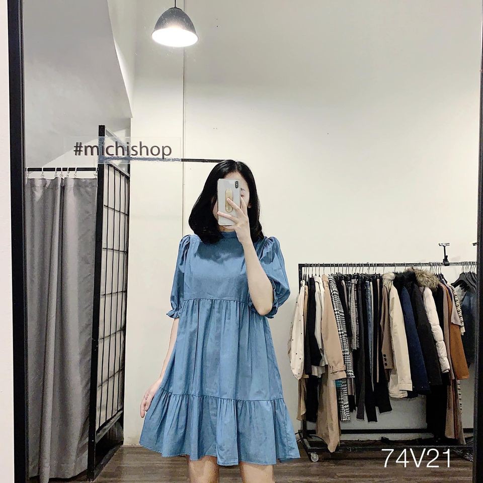Váy babydoll denim xanh- 74V21