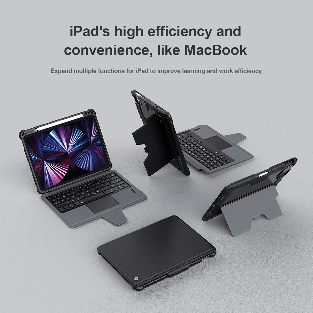 Bao Da Máy Tính Bảng NILLKIN Có Bàn Phím Bluetooth Và Ngăn Đựng Bút Cho iPad pro 11 2021 iPad pro 12 9 2021 9th Generation Giá Đỡ
