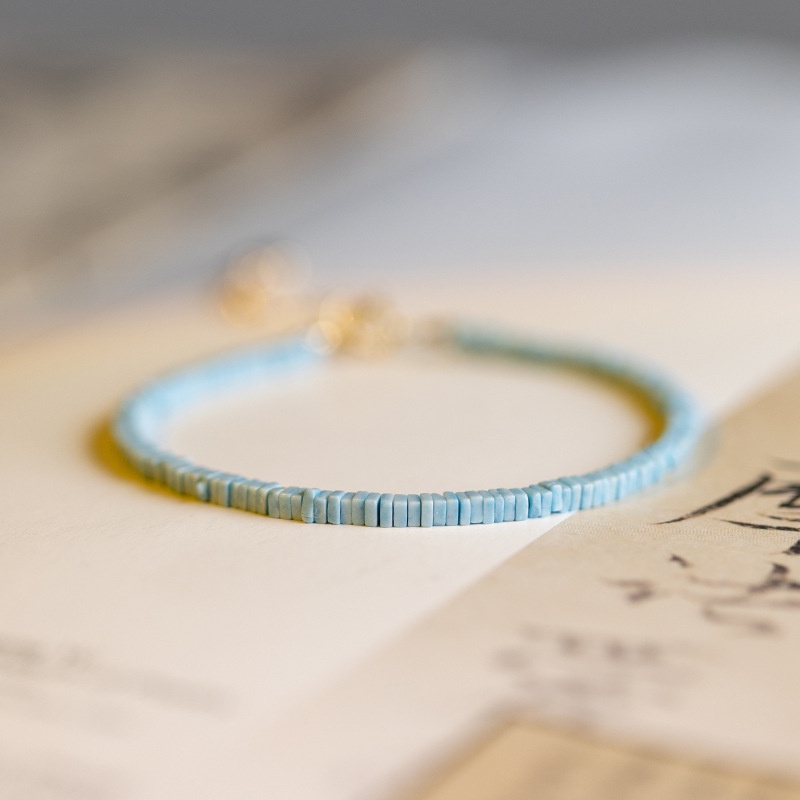 [Hàng Mới Về] Vòng Đeo Tay Đính Đá Ngọc Lam Màu Sắc Tươi Sáng Phong Cách Retro Thời Trang Mùa Hè Dành Cho Nữ