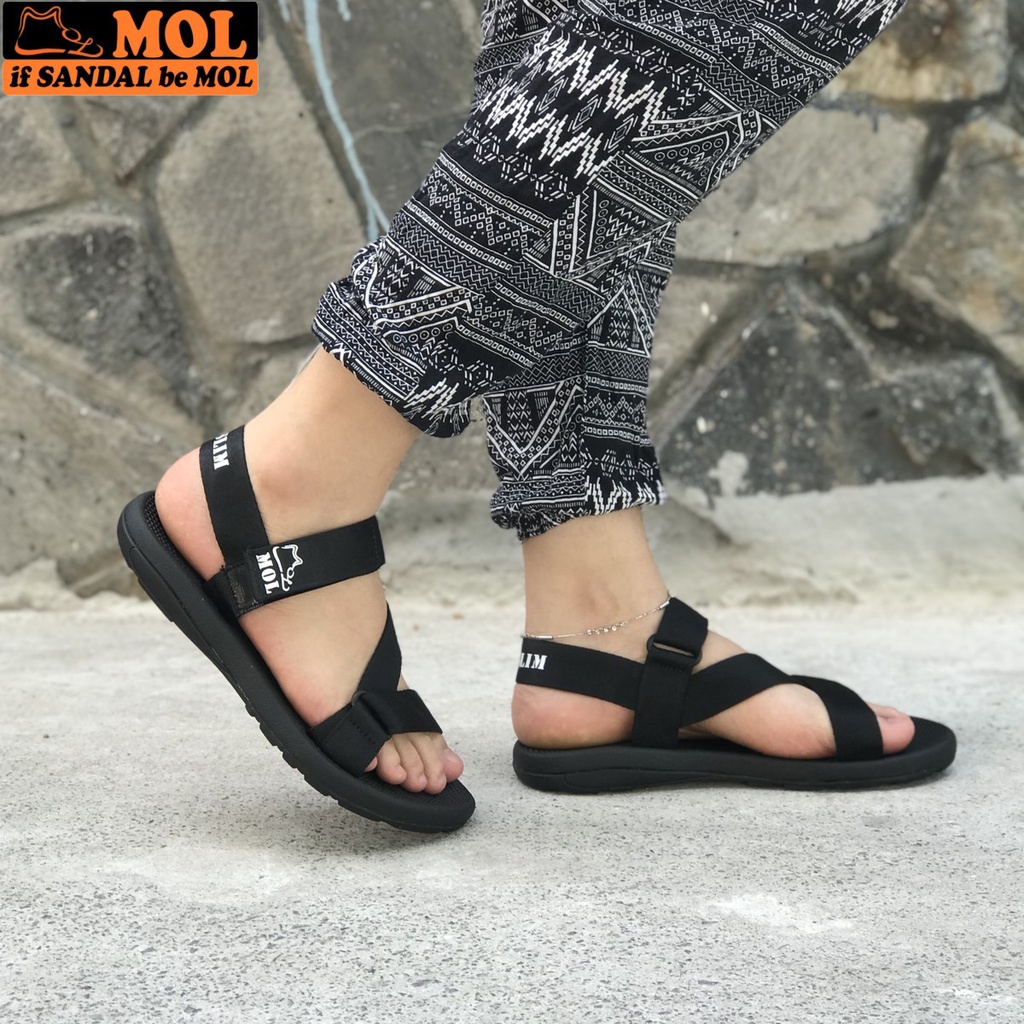 Giày Sandal MOL Nam Nữ Quai Chéo Đế Cao Su Quai Dù Đi Học Đi Làm Đi Chơi Mã MS1166