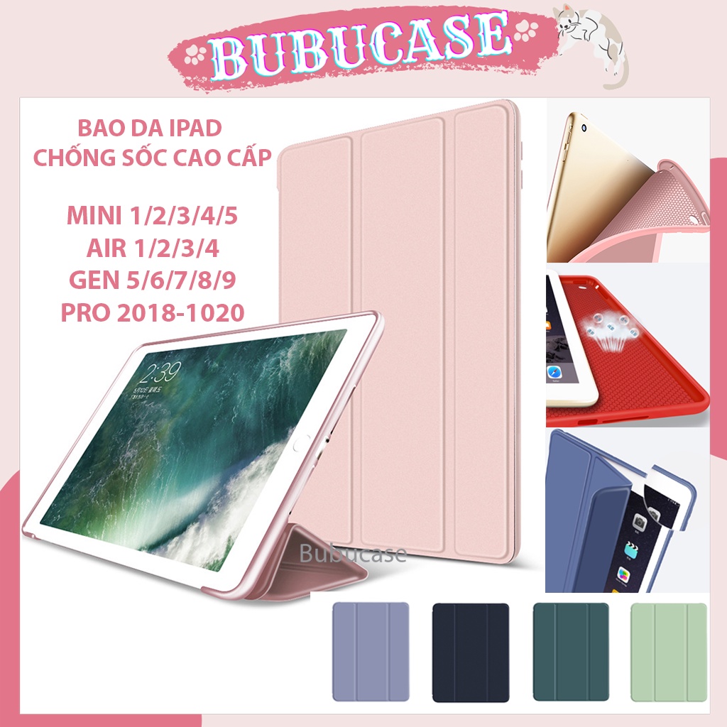 Bao Da Ipad Chống Sốc Cao Cấp Màu Pastel - Full Dòng Mini 1/2/3/4/5 - Air 1/2/3/4 - Gen 5/6/7/8/9/10 - Pro 11&quot; 2018/2020