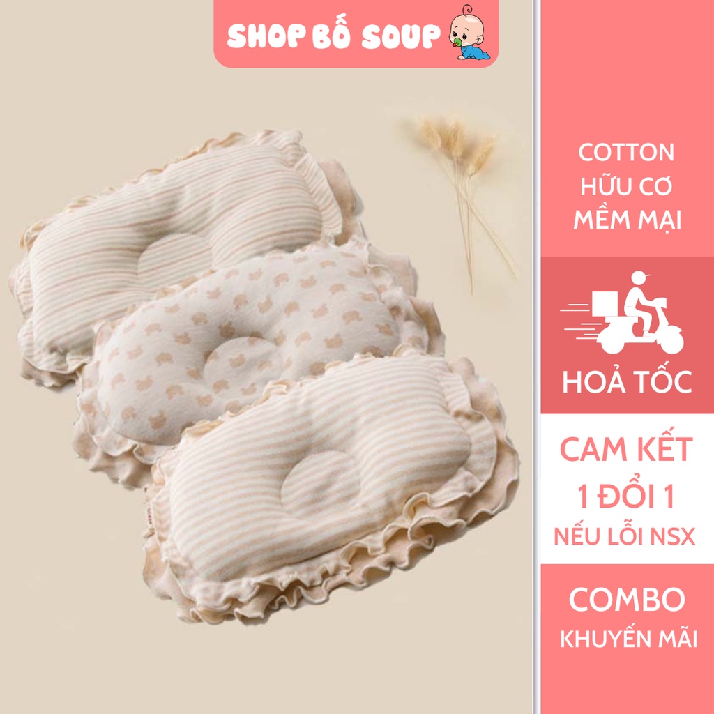 Gối cho bé sơ sinh cotton hữu cơ tự nhiên an toàn cho trẻ