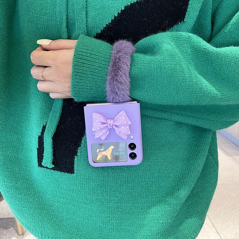 [CÓ SẴN] Ốp Samsung Z Flip 3 / Z Flip 4 đính nơ quai xách bông mềm xinh xắn cute / Z Flip3 / ZFlip3 / Z Flip4/ ZFlip4