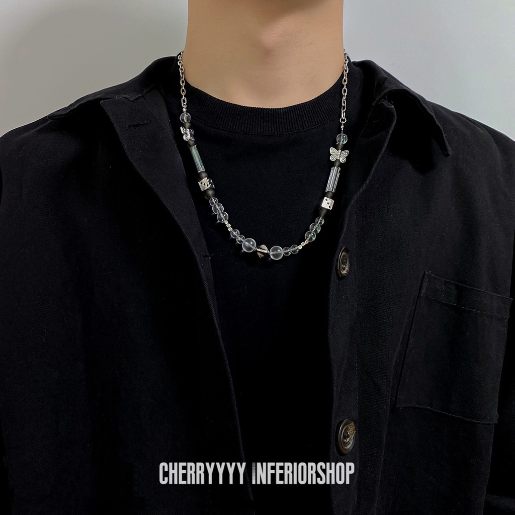 Vòng cổ thời trang mặt hình xúc xắc và bướm phong cách hip hop kiểu Âu Mỹ cá tính