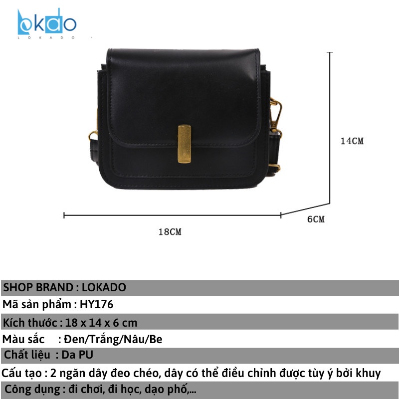 Túi đeo chéo nữ, túi xách nữ đeo chéo đi chơi phong cách hàn quốc LOKADO HY176