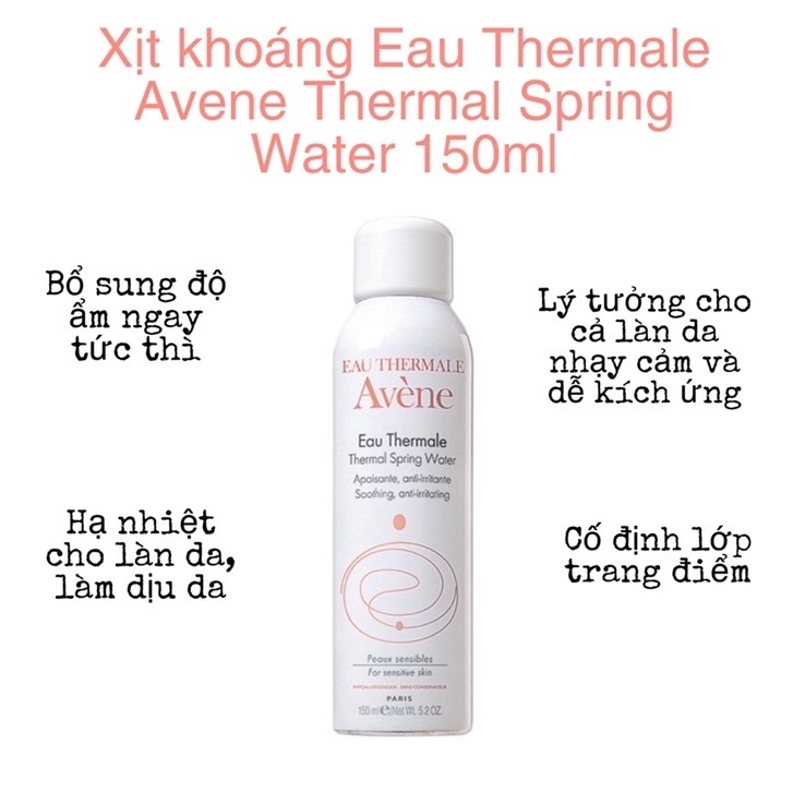 Xịt Khoáng Avène Thermal Spring Water. Giúp cung cấp độ ẩm, làm dịu da, chống lão hóa da