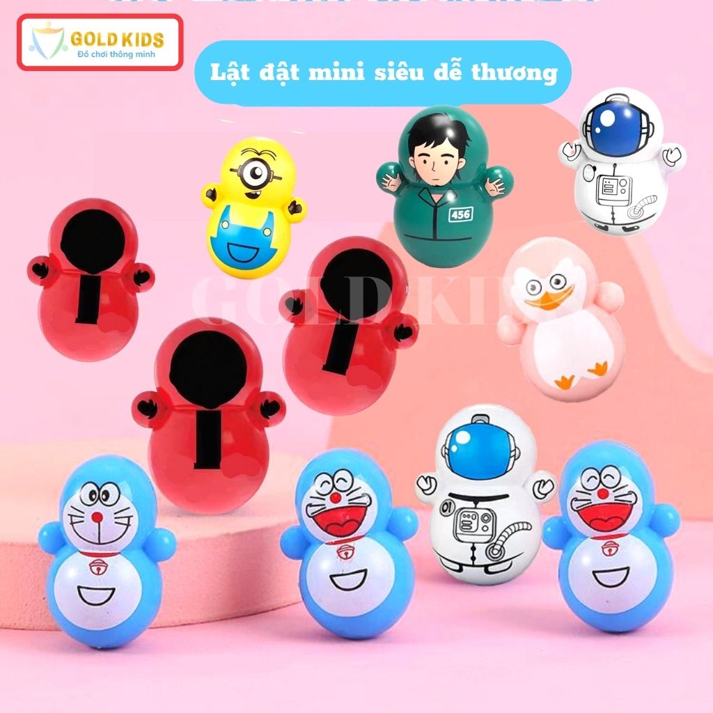 Lật đật mini nhiều phiên bản squid game - trò chơi con mực cho bé, búp bê lật đật doraemon, đồ chơi lật đật minions