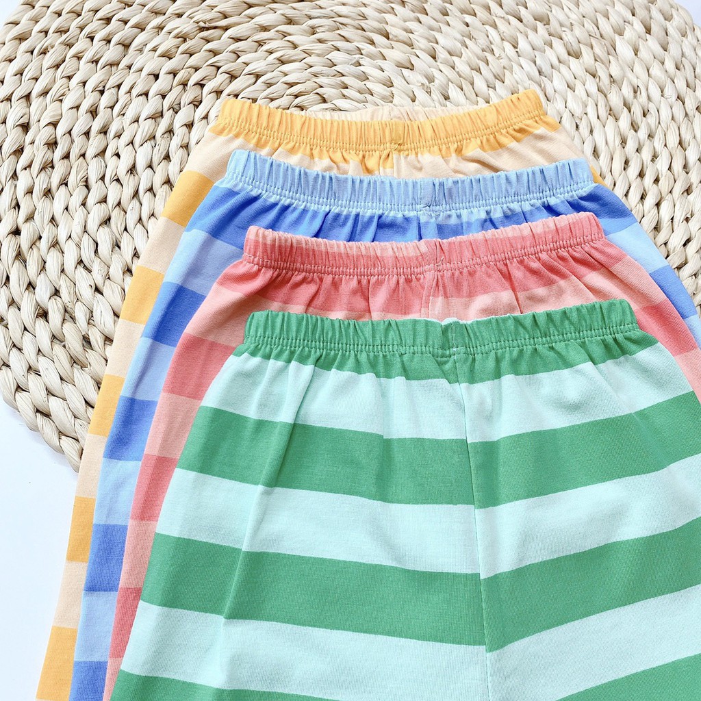 Bộ Cotton 100%  Minky mom in hình thú quần sọc cho bé trai và bé gái