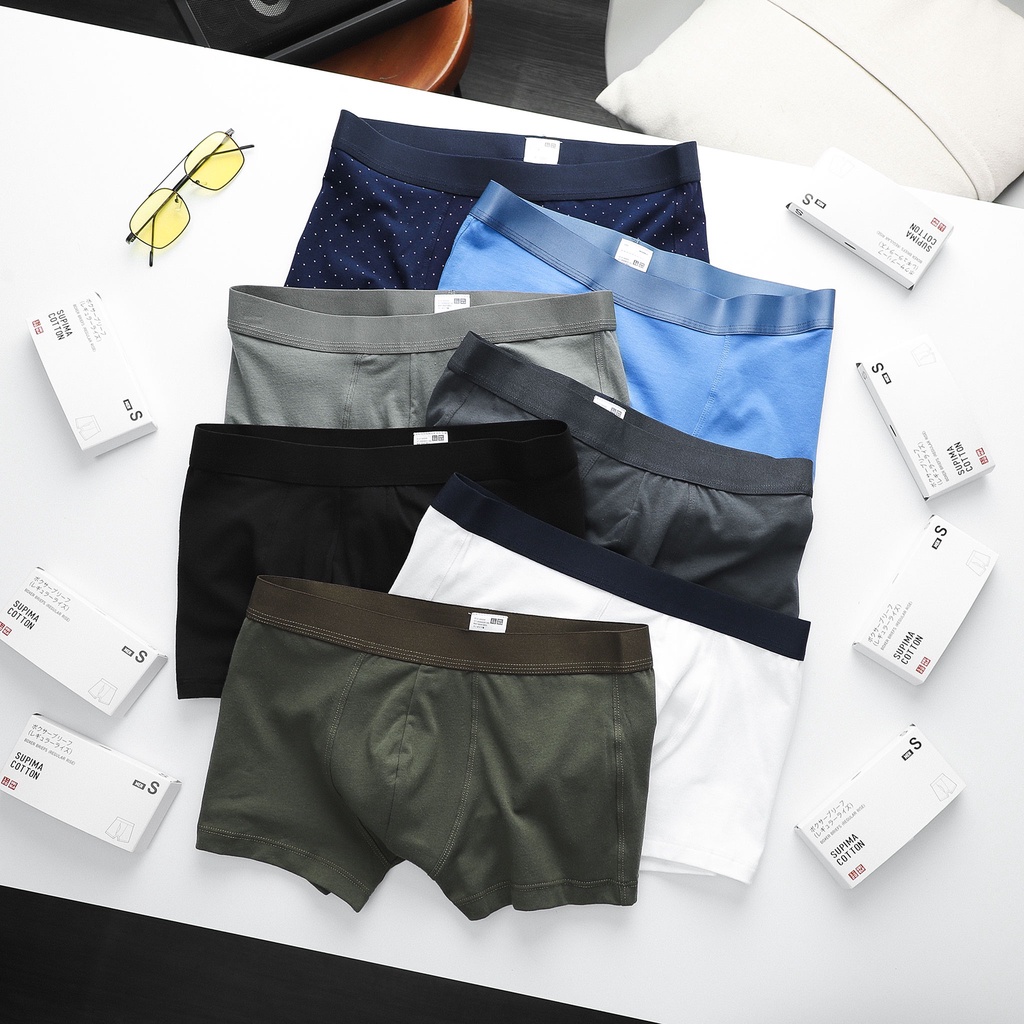 Quần Lót (Sịp) Nam BOXER UNIQLO ĐÙI Chất Vải Cotton 4 Chiều Cực Mịn Và Mát hàng xuất xịn chính hãng