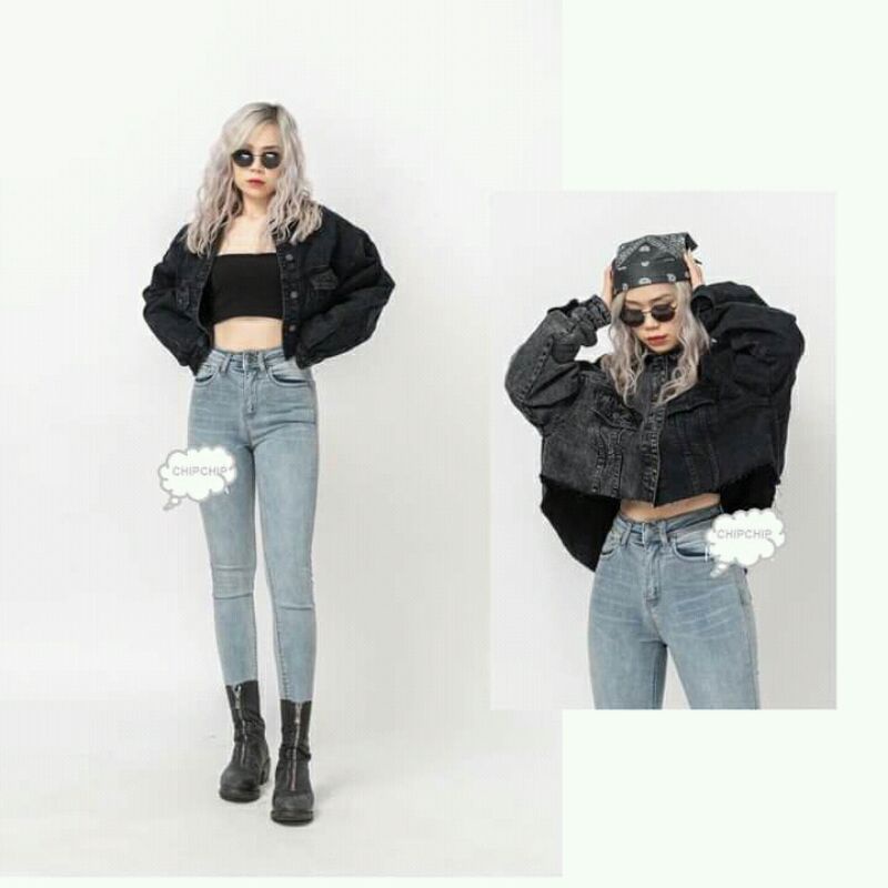 Quần baggy jean thun xám