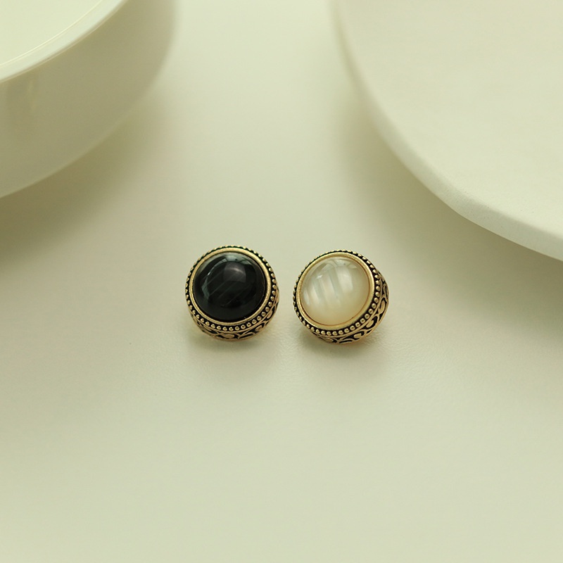 Set 10 Nút Tròn Bằng Kim Loại Phong Cách Vintage Dành Cho Trang Trí Quần Áo