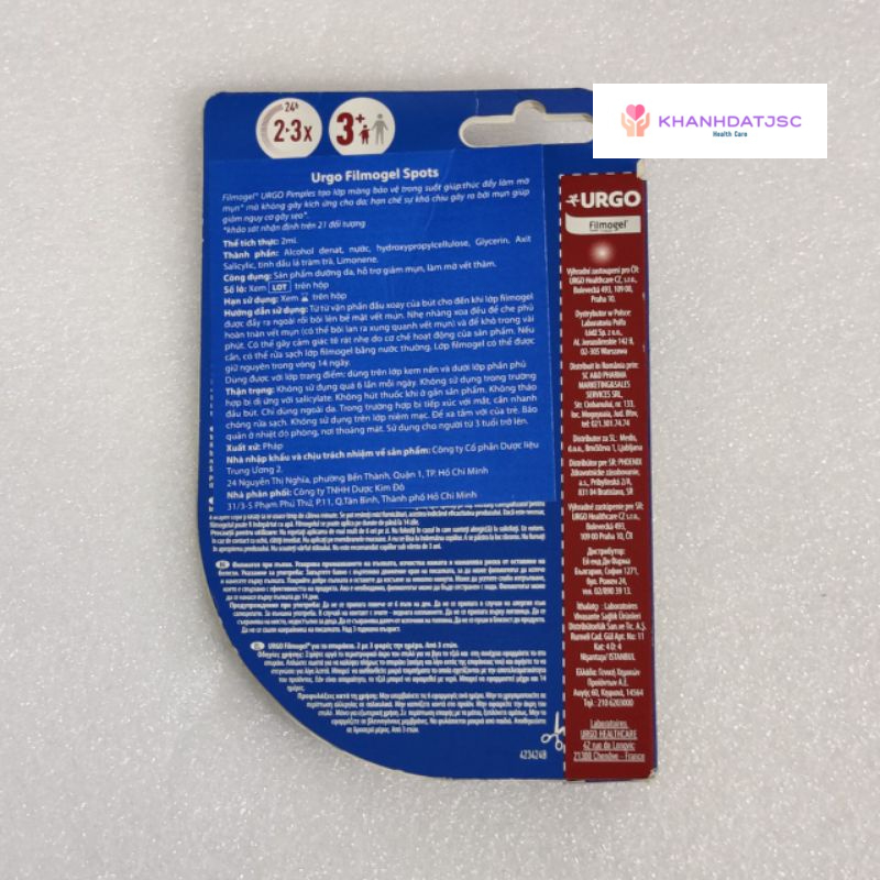 Bút chấm mụn Urgo Filmogel Spots làm mờ mụn, giảm hình thành sẹo tuýp 2ml date 9.2023