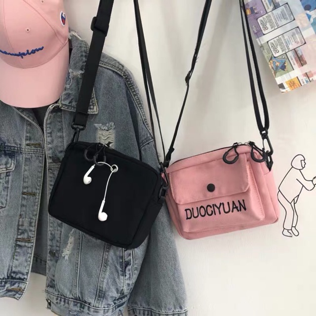 Túi hộp ulzzang hồng(có sẵn, hình thật)