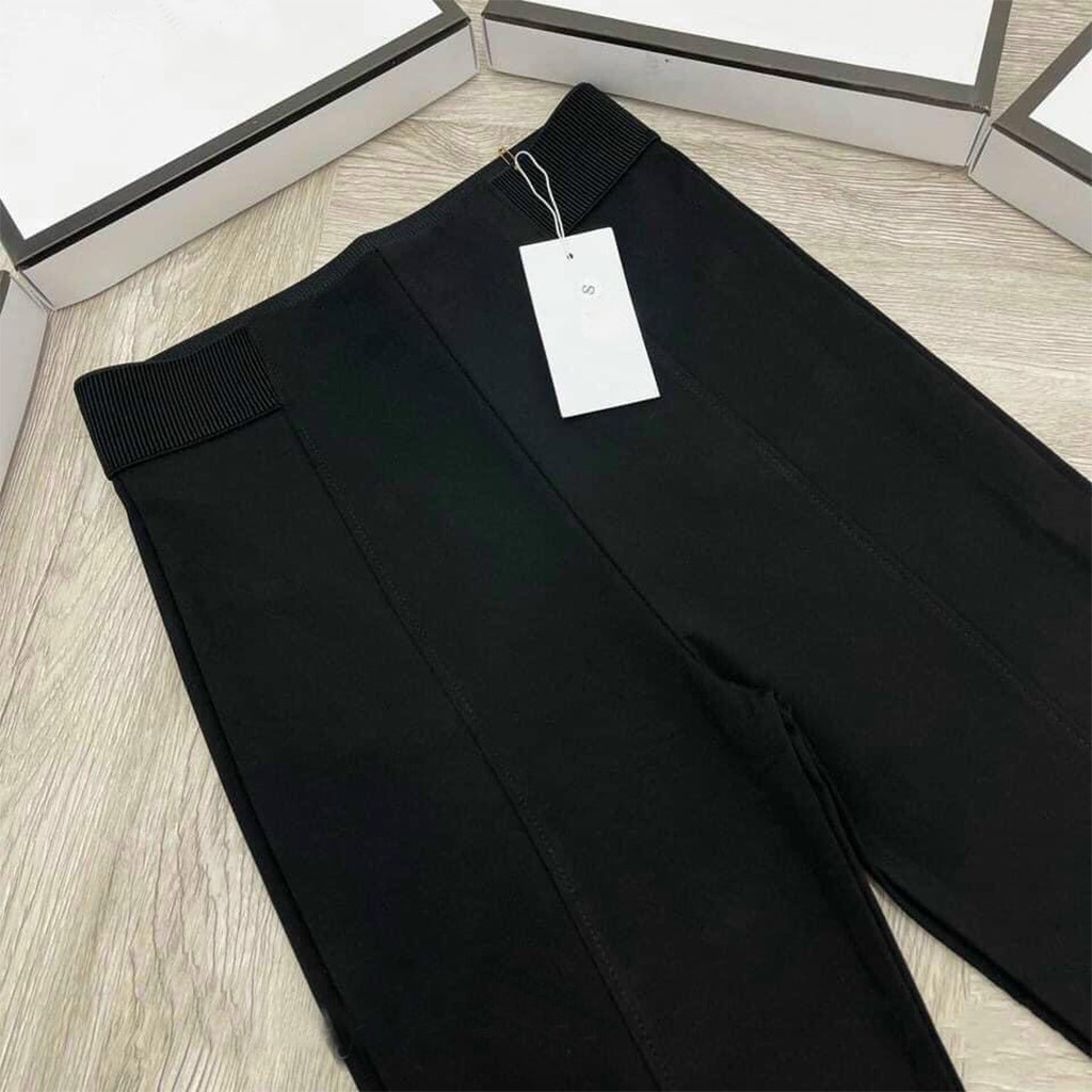 Quần legging nữ dài có 2 gân trước ôm bó vải cotton Geleva LEG423