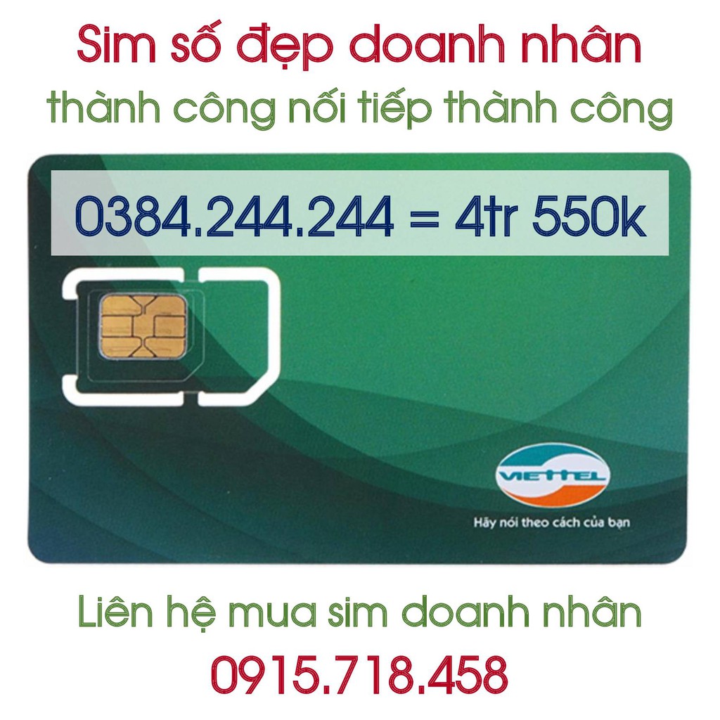 Sim số đẹp doanh nhân taxi 3 bánh Viettel 0384.244.244 phôi 3G giá rẻ nhất