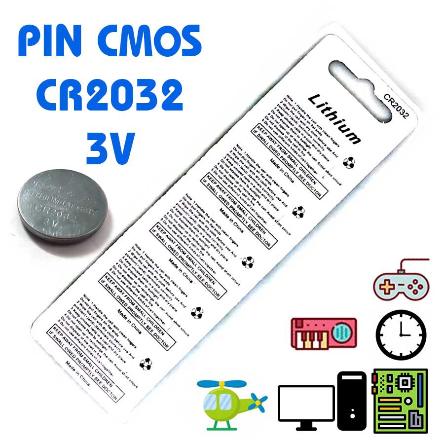 Pin CR2032 3V chuyên dụng thay pin CMOS trên mainboard máy tính, thiết bị điện tử, máy cầm tay