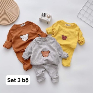 Set 3 bộ gấu cotton bozip cho bé