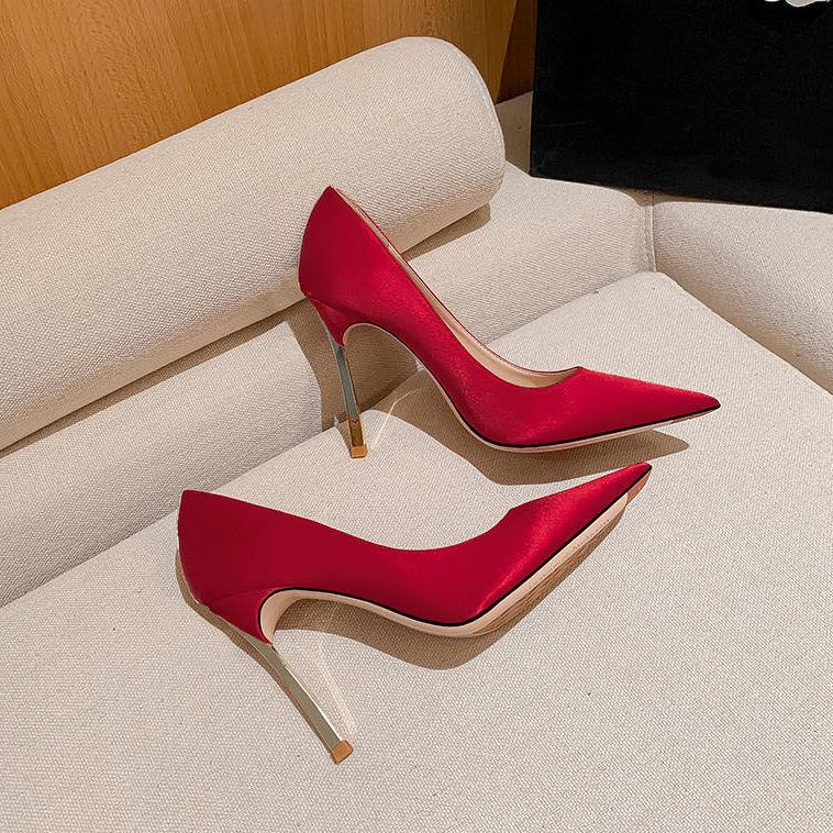 Giày Cao Gót Mũi Nhọn Phong Cách Pháp Thời Trang Mùa Xuân Quyến Rũ Cho Nữ