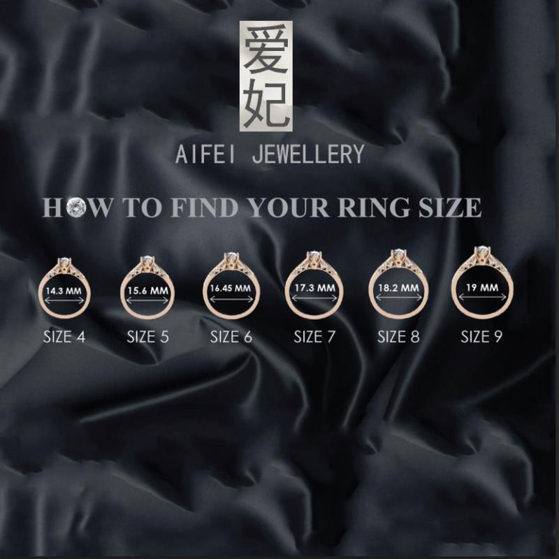 Aifei Jewellery Women Ring Mosaic Diamond 925 Sterling Silver 18K Black Gold Plating R548