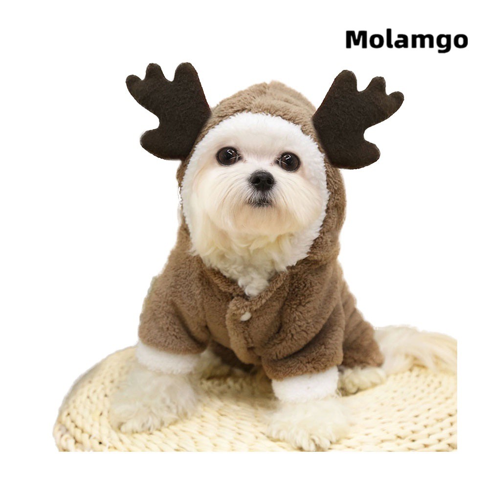 Áo hoodie MOLAMGO thiết kế tuần lộc Giáng Sinh đáng yêu dành cho cún cưng áo mùa đông cho mèo