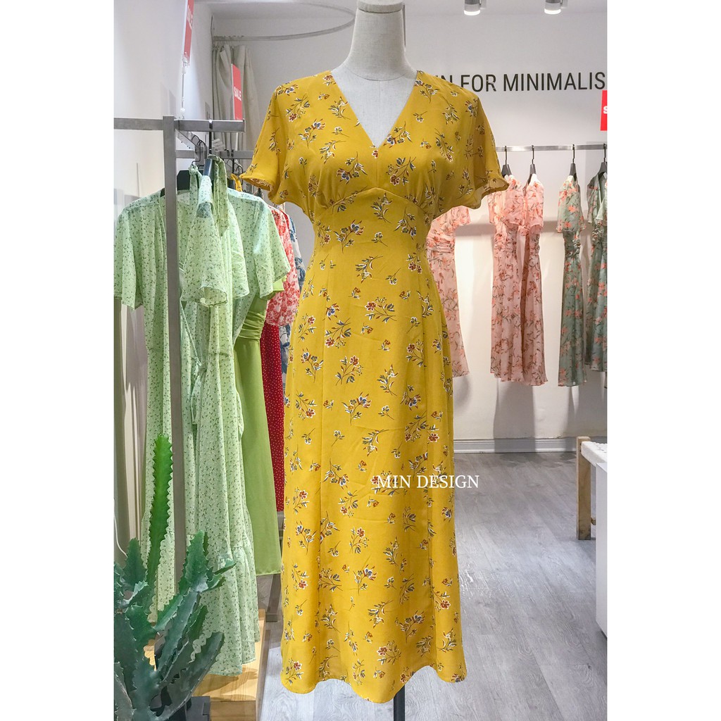 Váy maxi hoa vàng MIN DESIGN | BigBuy360 - bigbuy360.vn