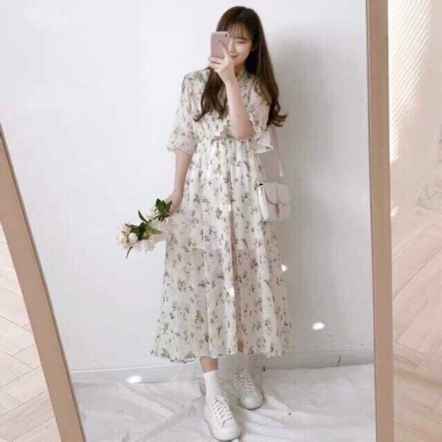 [Sẵn/ Hình thật] Váy maxi hoa nhí tay xoè công chúa M363 Đầm voan hoa tiểu thư Moran bánh bèo | BigBuy360 - bigbuy360.vn