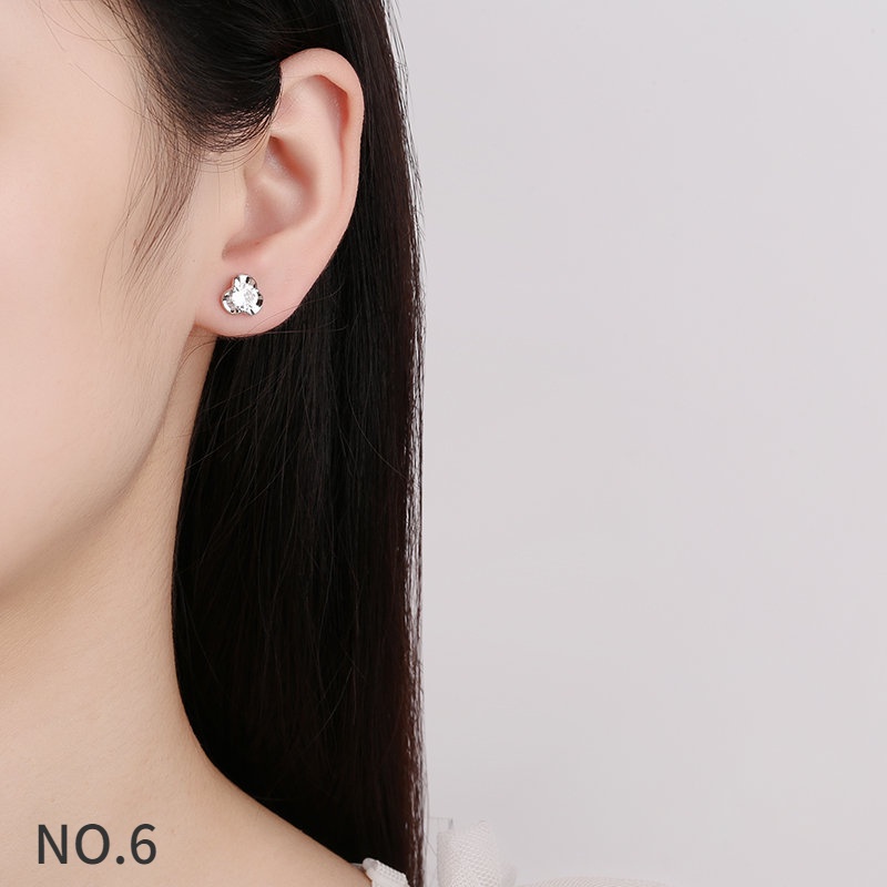 Bông Tai Bạc 925 Đính Đá Cao Cấp Màu Trắng Kim Cương Trang Nhã Phụ Kiện Thanh Lịch