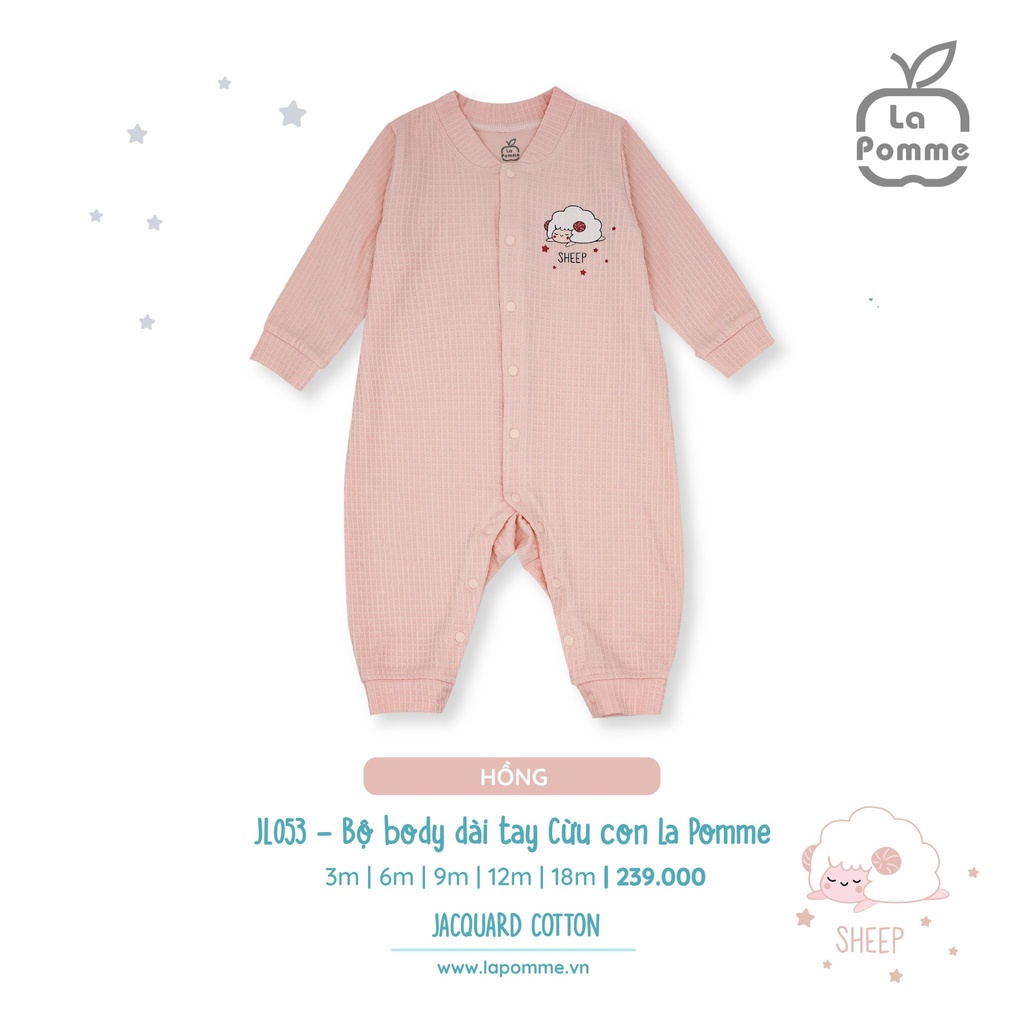 Bộ Body Jumpsuit dài tay Cừu con La Pomme Cotton cao cấp mềm mịn thấm hút tốt cho bé trai bé gái JL053