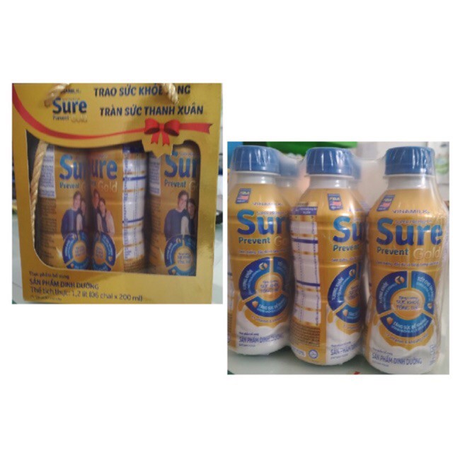 LỐC 6 CHAI SỮA PHA SẴN SURE PREVENT GOLD 200ML