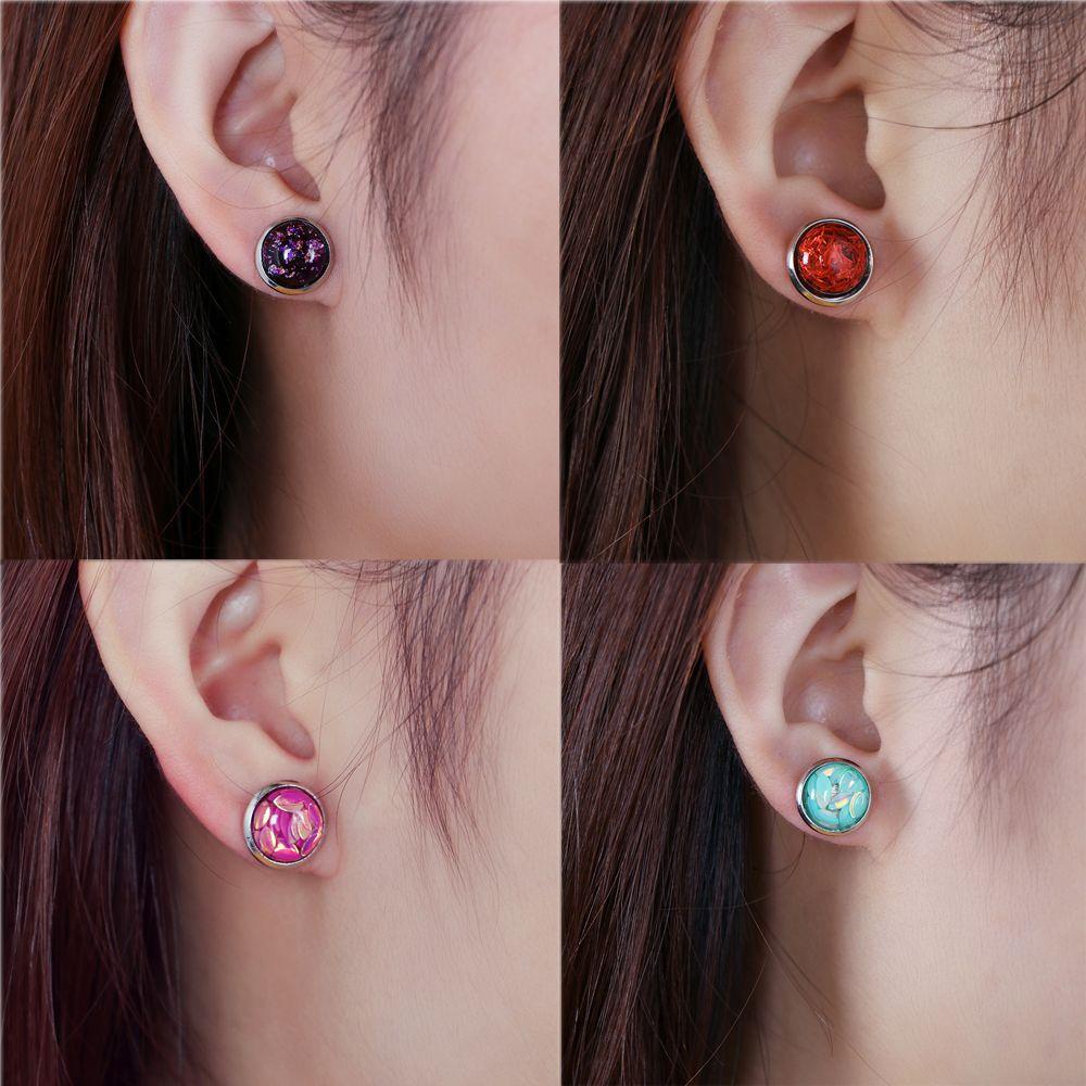 Set 1 6 Đôi Khuyên Tai Kích Thước 12mm|Thời Trang Nữ Màu Hổ Phách