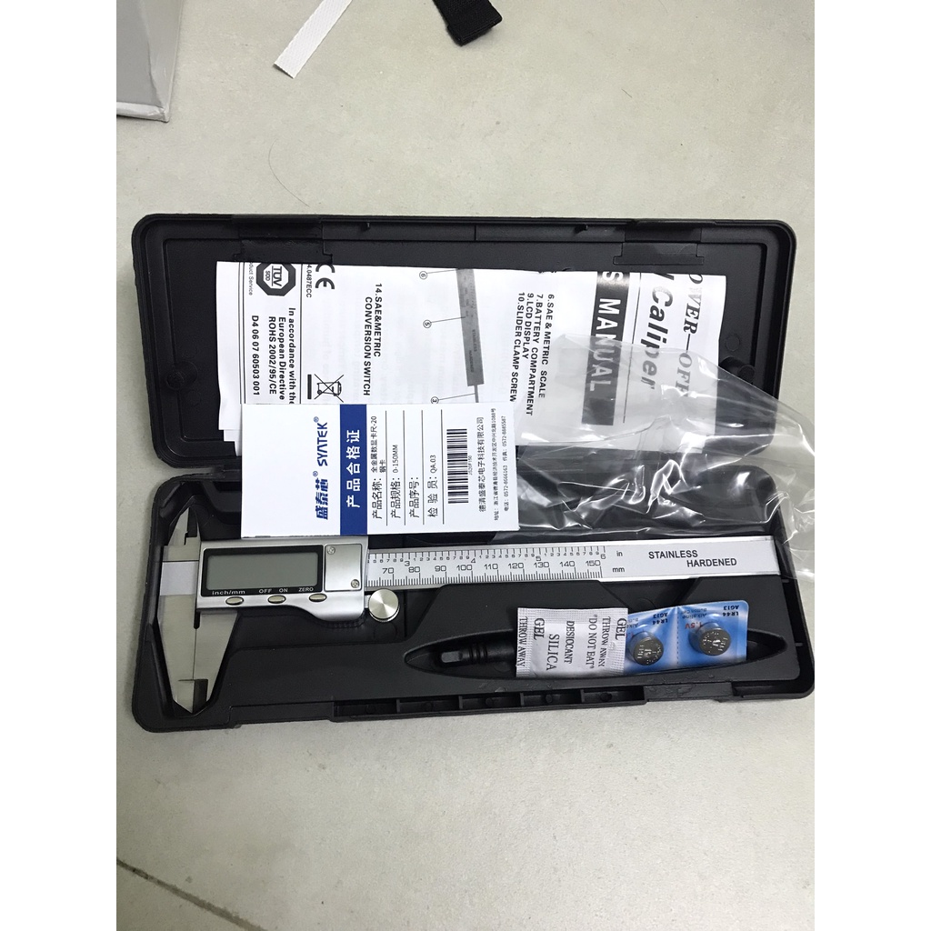 Thước cặp điện tử Syntek thép trắng hợp kim đủ 3 size đo, màn hình LCD sắc nét, bền đẹp
