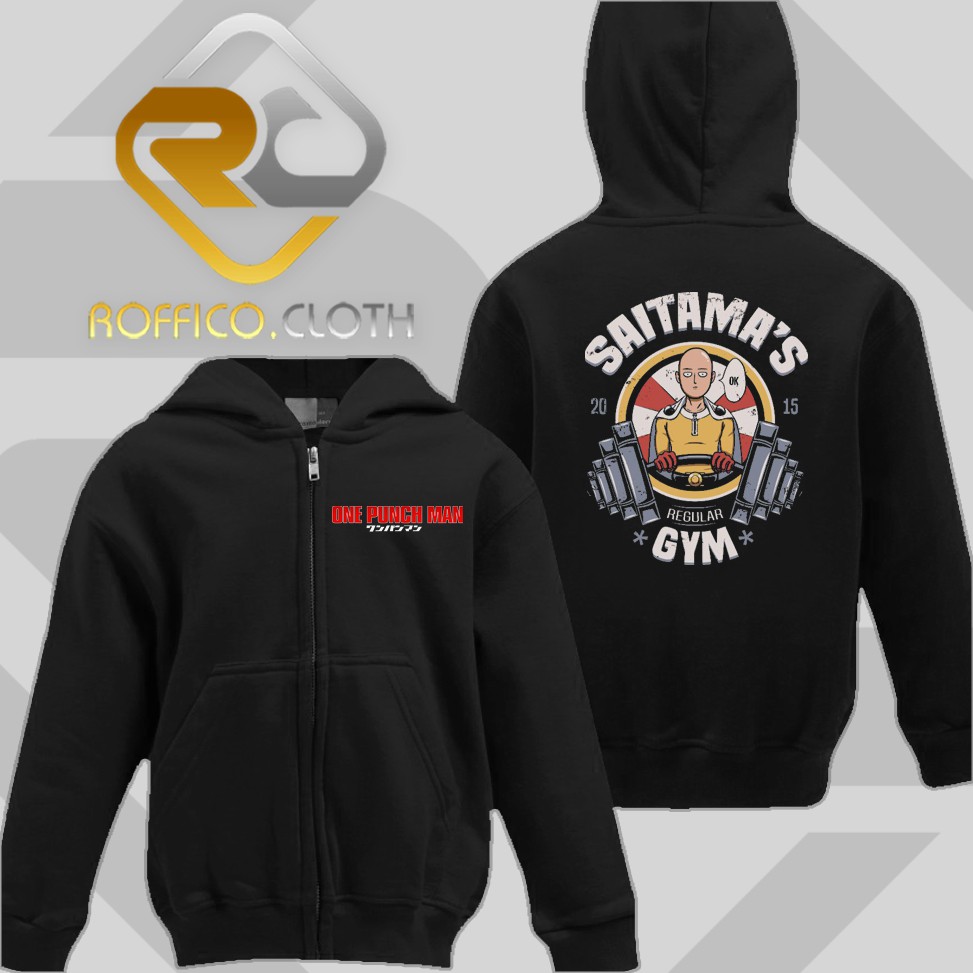 Áo Khoác Hoodie Có Khóa Kéo One Punch Man Saitama Tập Gym Cho Bé