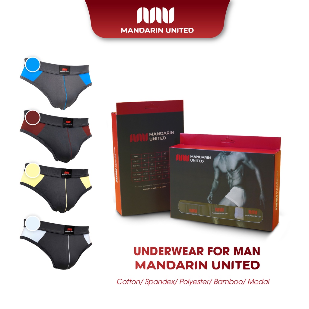 Quần lót nam MANDARIN UNITED sịp tam giác vải thun lạnh thoáng mát co giãn đa chiều - 02313