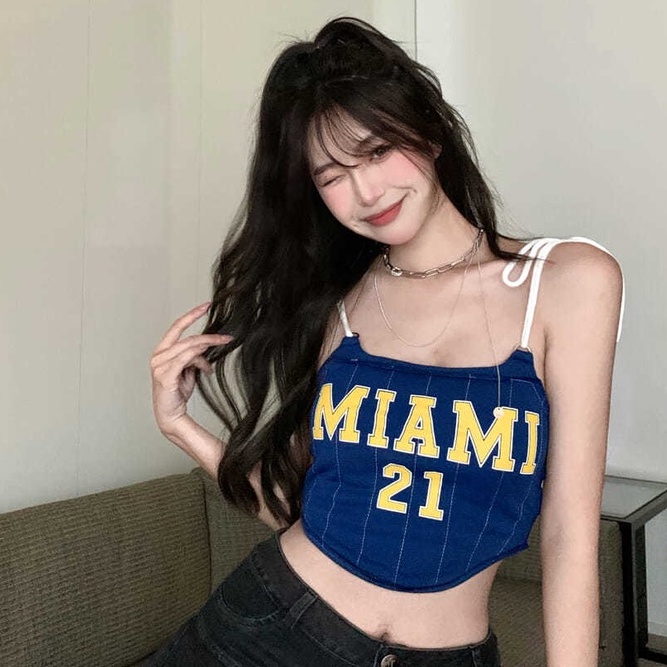 Dây rút màu xanh gợi cảm Top Tank Top Thời trang nữ