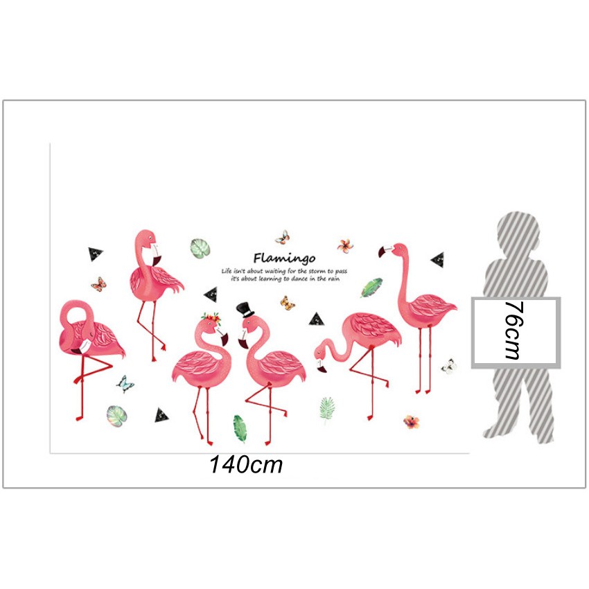 Decal dán tường trang trí - CHIM HỒNG HẠC FLAMINGO