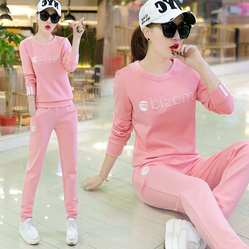 Set đồ thể thao dài tay phong cách Hàn Quốc thời trang xuân thu 2021 cho nữ