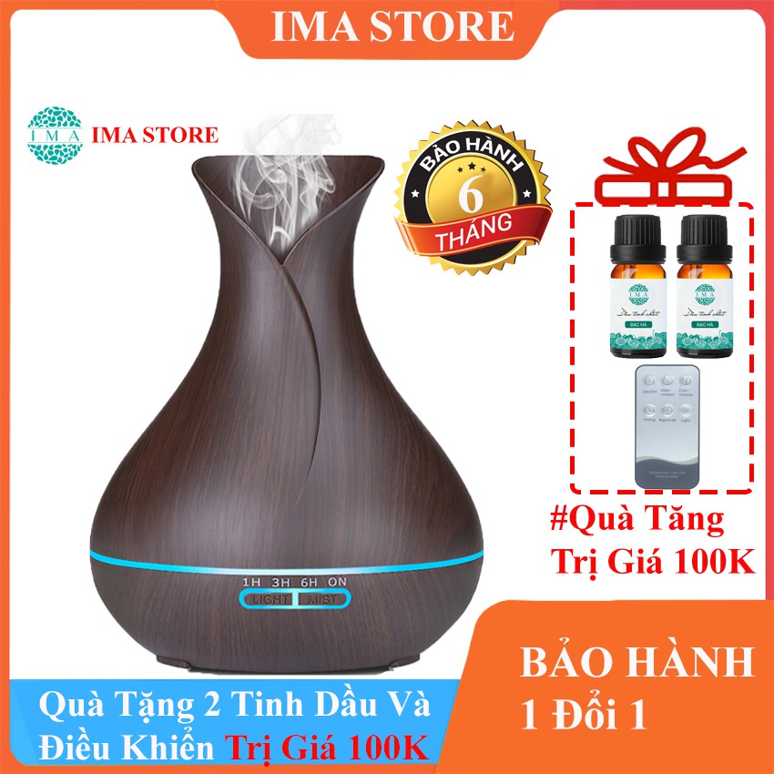 [FREESHIP] Máy Phun Sương Tạo Ẩm TuyLíp 550ml  Đèn Led 7 Màu Có Chế Độ Hẹn Giờ Bù Ẩm Phòng Điều Hòa