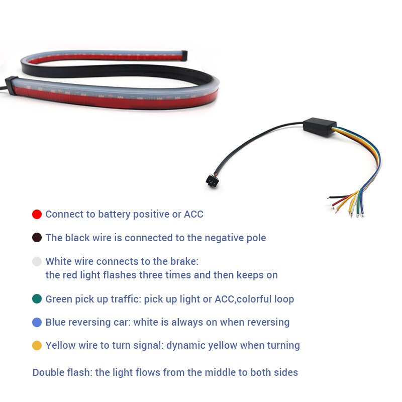 Đèn LED cảnh báo tín hiệu rẽ SEAMETAL 90cm 12V nhấp nháy chống thấm nước tiện dụng cho xe hơi