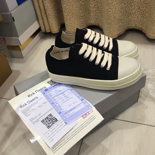 Rick Owen ❤️ Deal sốc ❤️ Giày rick owen cổ thấp đế thơm Full box Carton lạnh