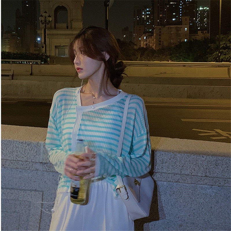 Áo cardigan IELGY dệt kim mỏng cài nút chống nắng thời trang cho nữ