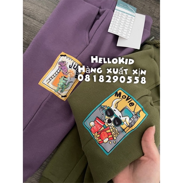 Q203 - Quần nỉ hình bên bé trai &amp; bé gái