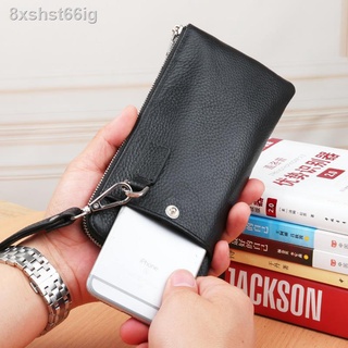 [ 𝐇𝐎𝐓 𝐃𝐄𝐀𝐋]Ví nam dài khóa kéo da bò thật túi xách nhỏ của nam da mềm túi điện thoại di động mùa hè đa chức năng