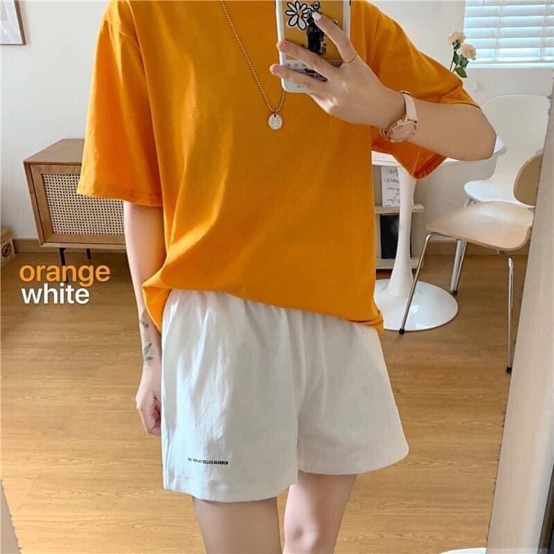 Quần short nữ chất cotton thoáng mát basic trơn da cá ống rộng cạp chun có dây rút mặc nhà Taosan hai màu trắng và đen