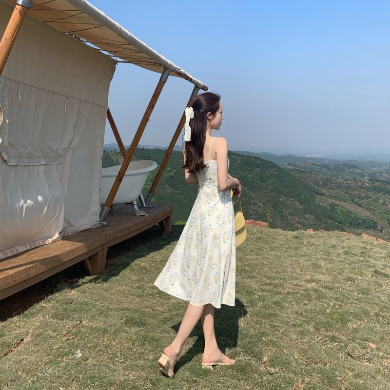 Đầm hoa không tay thời trang Hàn Quốc 2021 cho bạn nữ